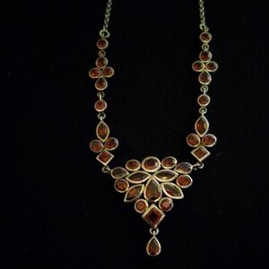 Elegant Garnet Red and Silver Necklace